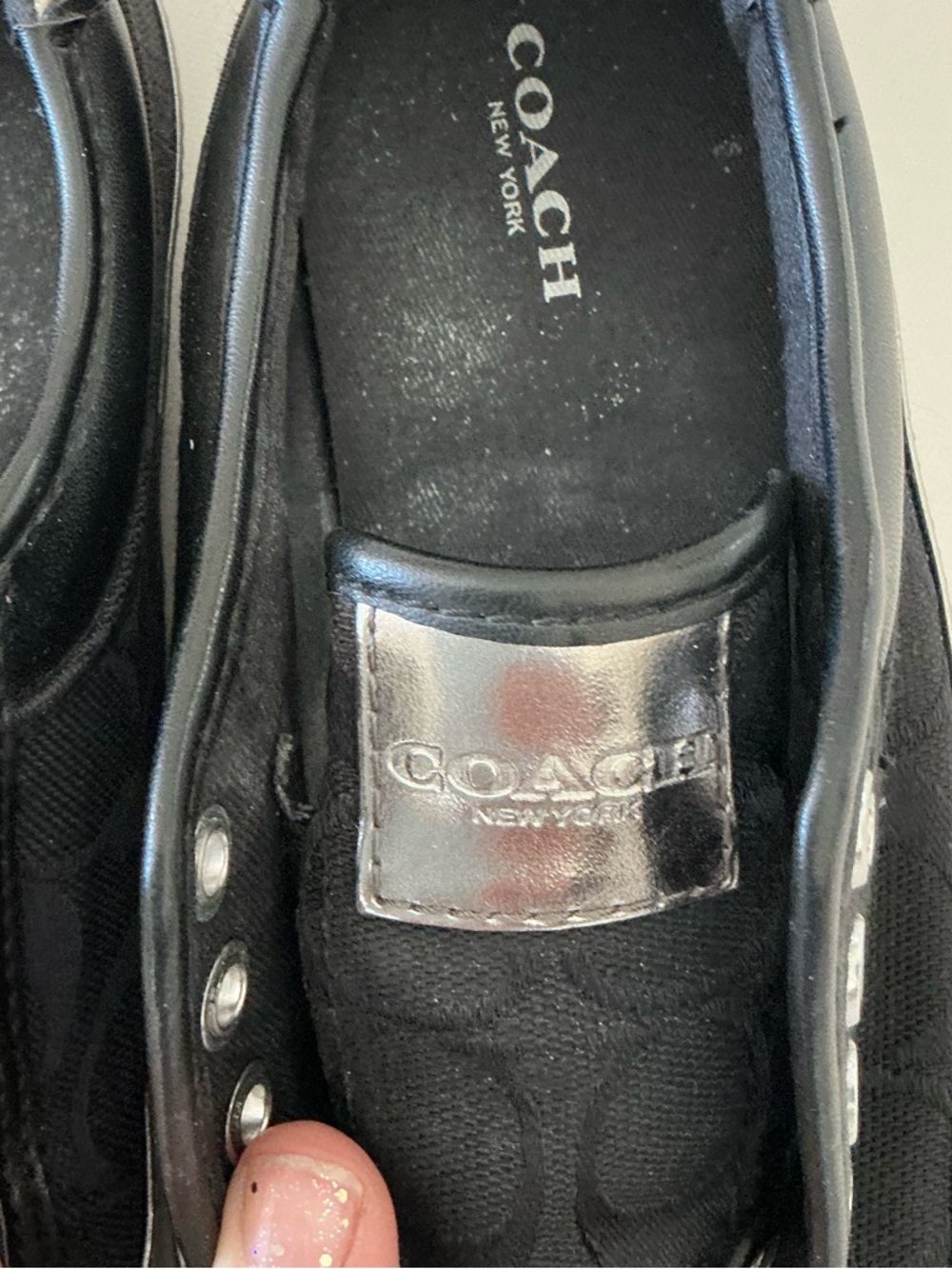Coach Felix Slip-On Sneakers Black Pewter Signature Logo Women’s 7.5B - Picture 8 of 11